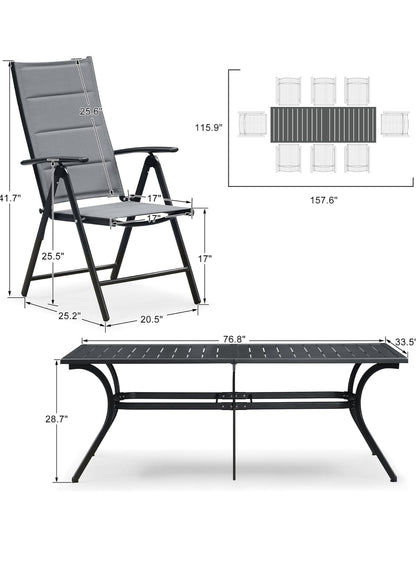 Pre- venta Juego de comedor 9 piezas aluminio gris.