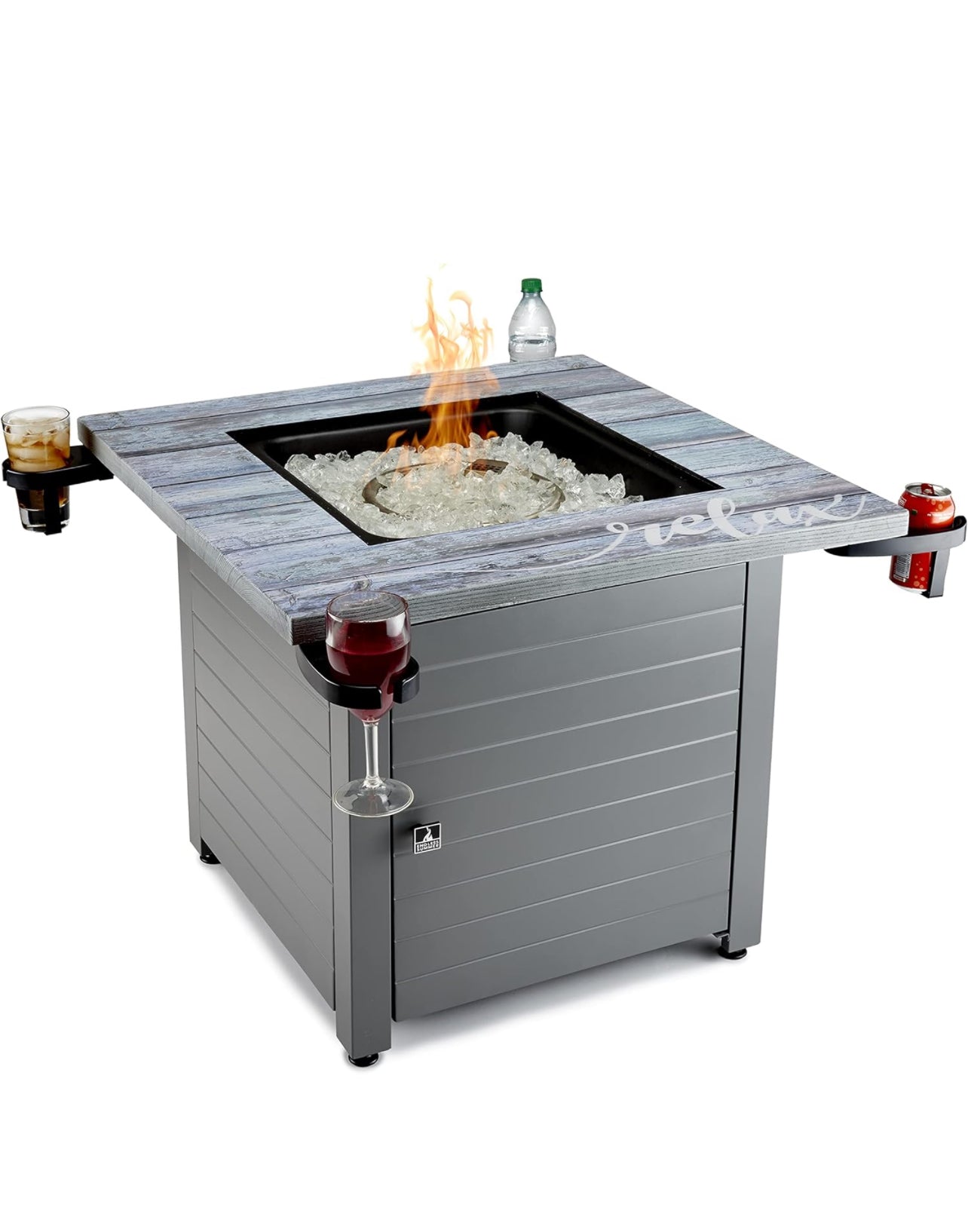 Mesa de fuego cuadrada de gas Relax Gray de 30 pulgadas