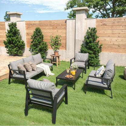 Aluminio 5 piezas color negro cojines gris