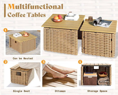 Juego de sofá de patio de 6 piezas con mesa.