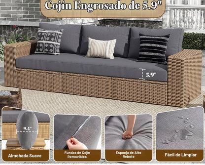 Juego de sofá de patio de 6 piezas con mesa.
